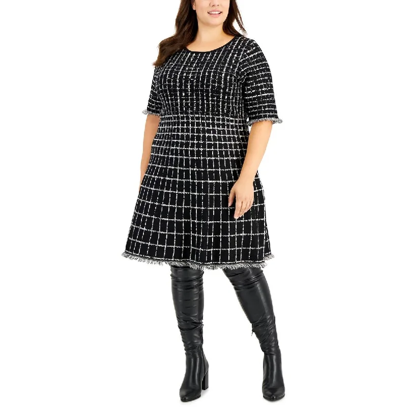 Taylor Womens Plus Pattern Knee-Length Sweaterdress