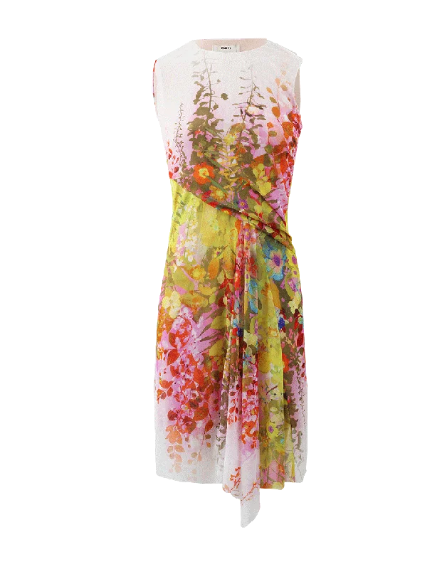 Floral Side Gather Dress