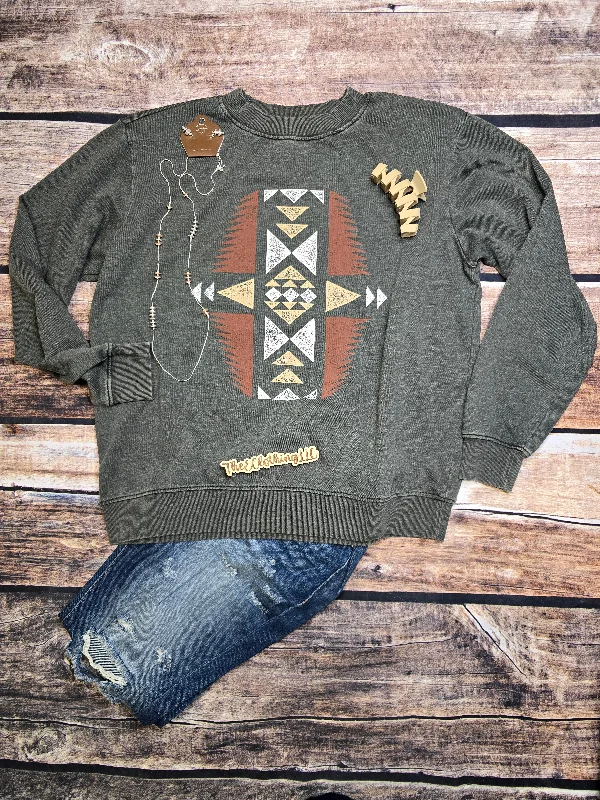 Vintage Aztek Mineral Sweatshirt - Olive