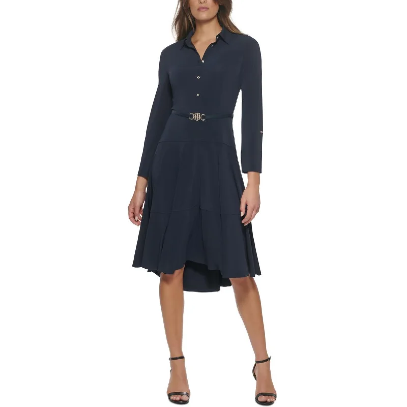 Tommy Hilfiger Womens Jersey Collared Shirtdress