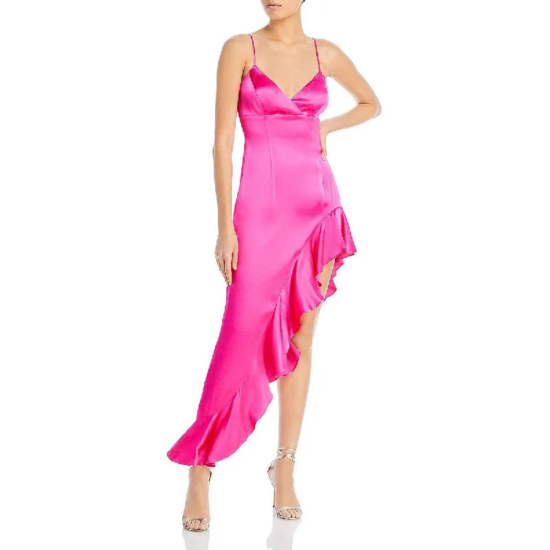 Bardot Womens Ruffled Hi-Low Evening Dress