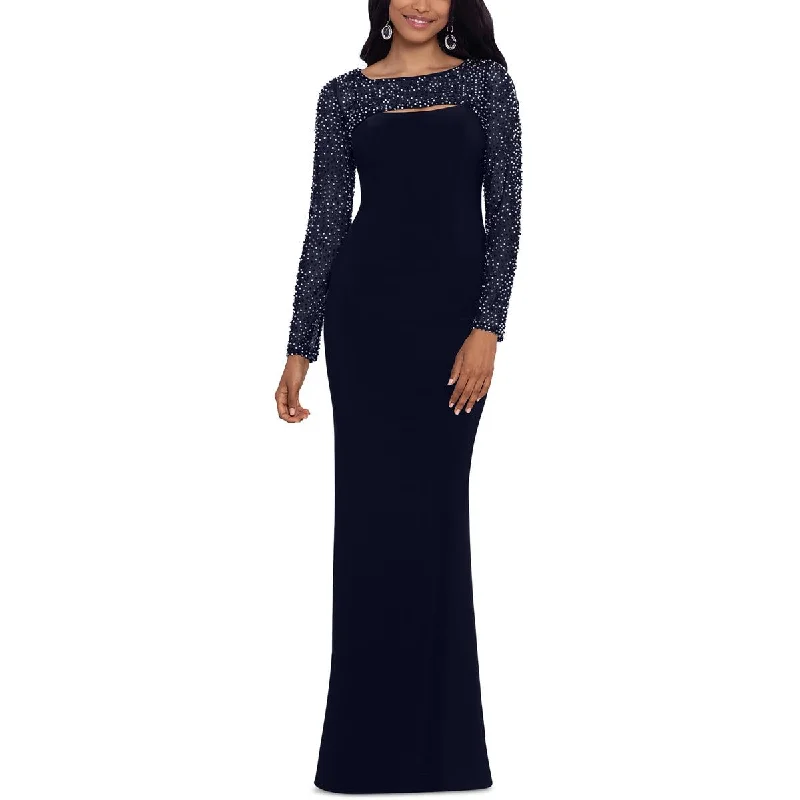 Betsy & Adam Womens Embellished Long Evening Dress