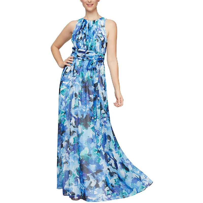 Alex & Eve Womens Chiffon Maxi Evening Dress