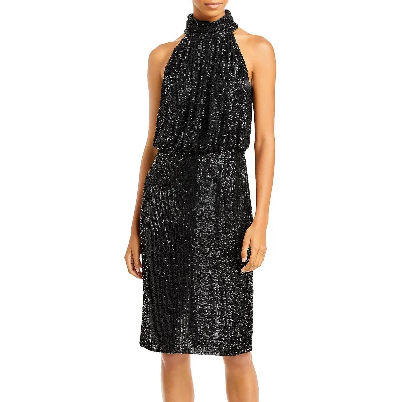 Eliza J Womens Sequin Cocktail Halter Dress