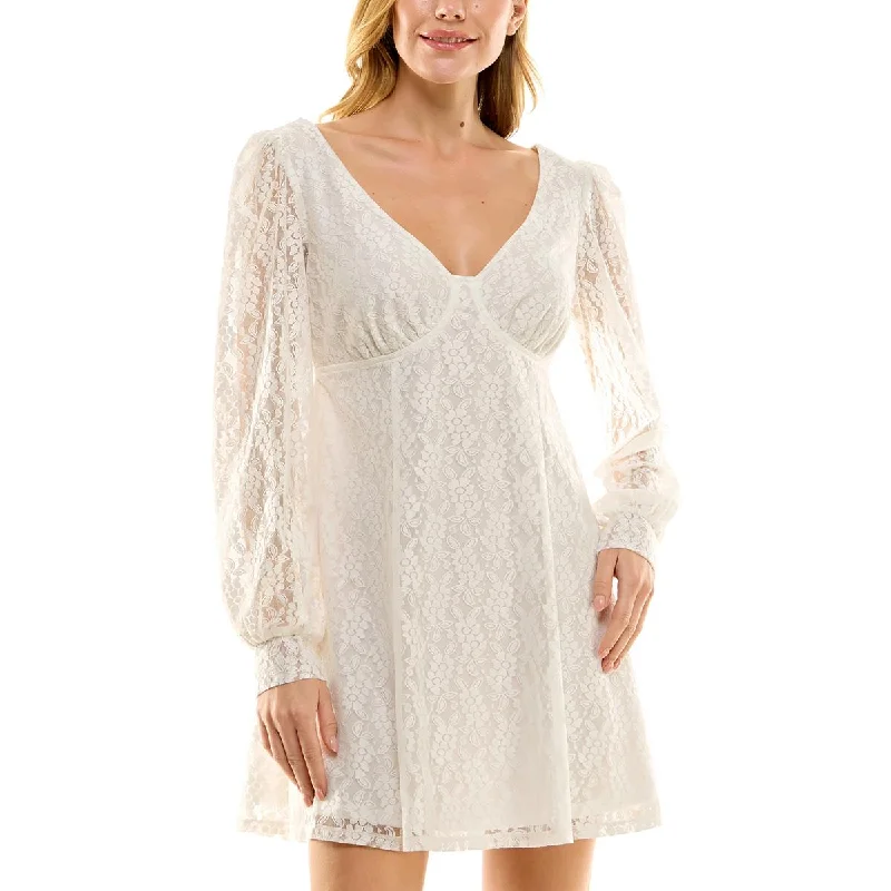 Crystal Doll Womens Juniors Lace A-Line Shift Dress