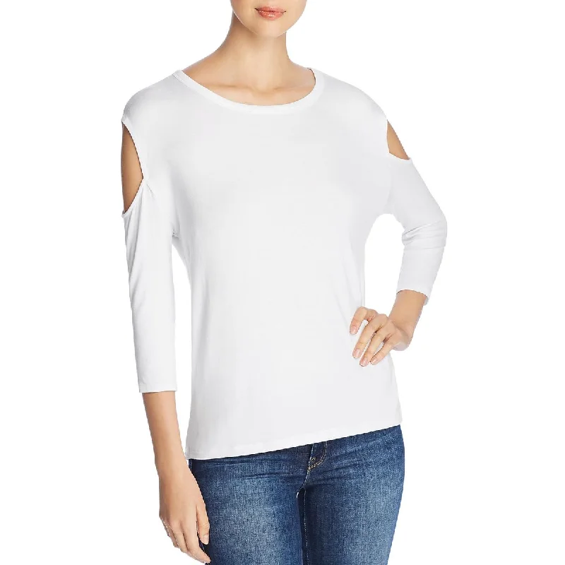 Alison Andrews Womens Scoop Neck Cold Shoulder T-Shirt