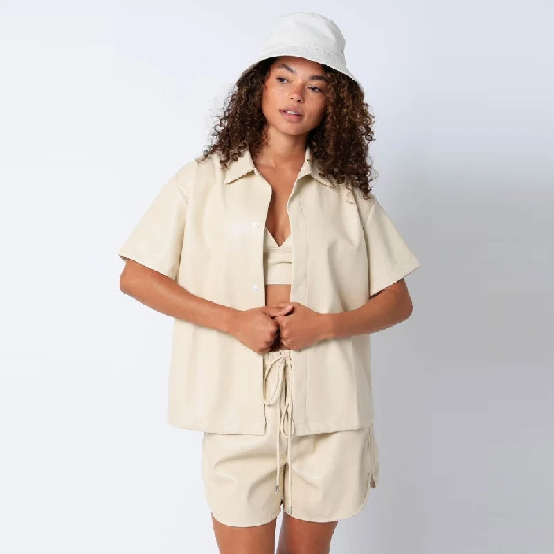 PU Button Down Shirt (Cream)