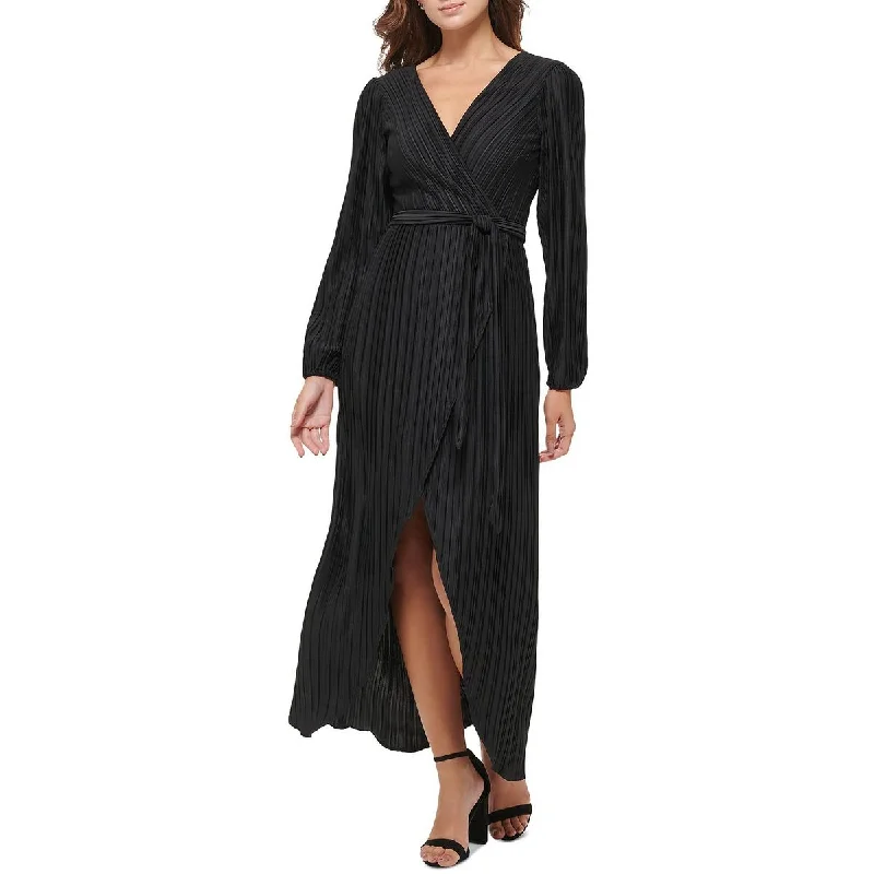 Guess Womens Pleated Surplice Evening Dress