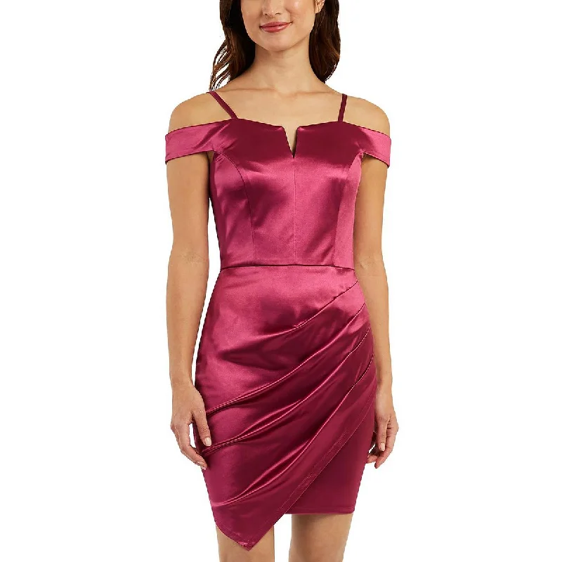 BCX Womens Satin Asymmetrical Sheath Dress