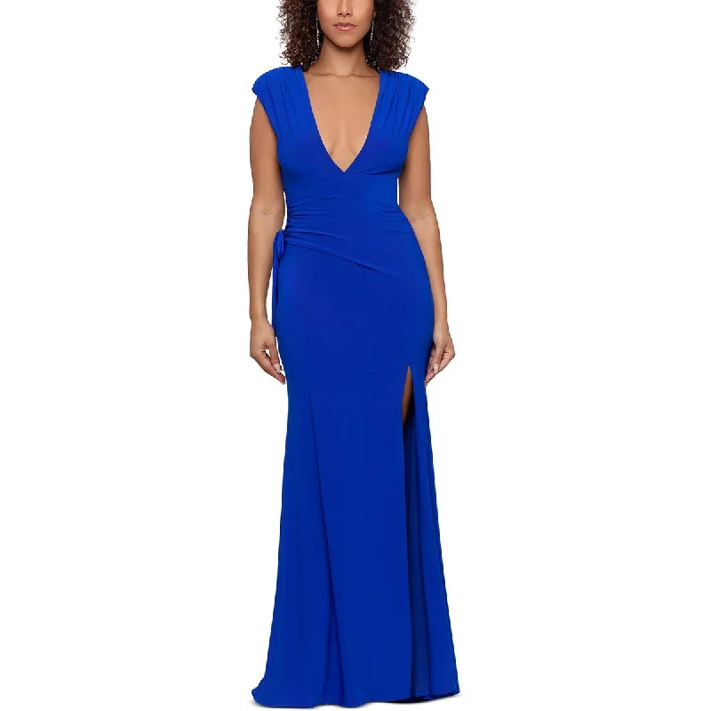 Betsy & Adam Womens Side Slit Long Evening Dress