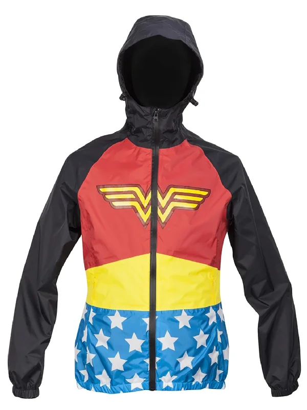 DC Comics Wonder Woman Zip Raincoat For Women | Wind And Waterproof Jacket