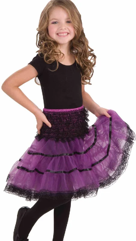 Lace Trimmed Girls Purple and Black Petticoat