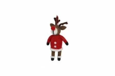 Gisela Graham : Christmas Decoration : Reindeer in a Santa Coat