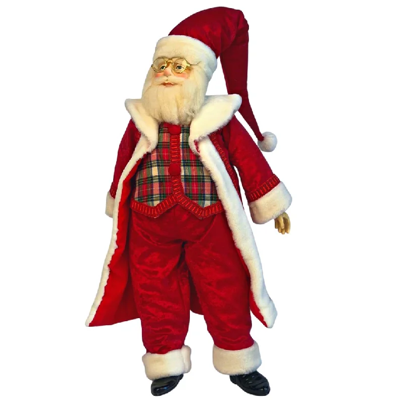 Standing Santa Table Top with Red & White Plaid Waistcoat