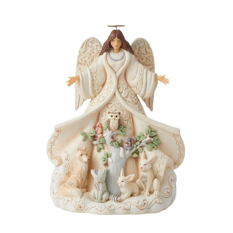 Jim Shore Heartwood Creek White Woodland Angel with Coat